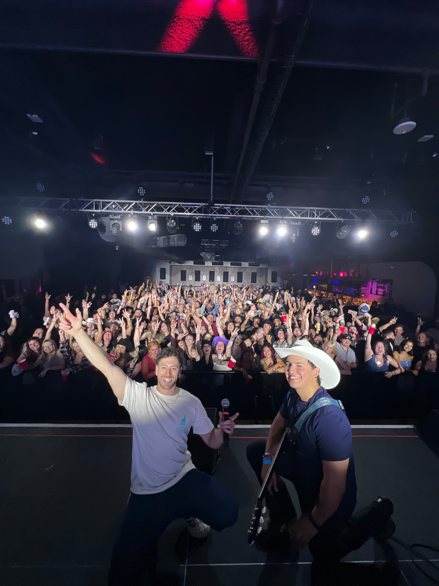 Jordan Miller and Kristian Cruz with the packed Cargo Concert Hall crowd after Mixmode's Reno show